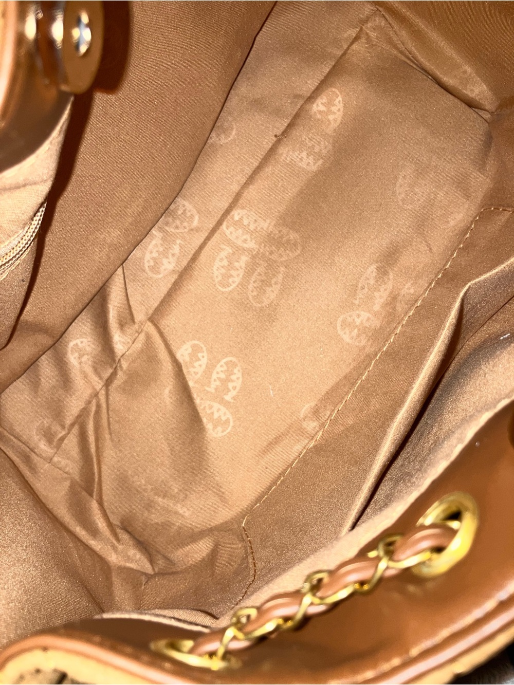 Adornia Brown Quilted Bag With Chain Strap and Side Pockets - Picture 13 of 16